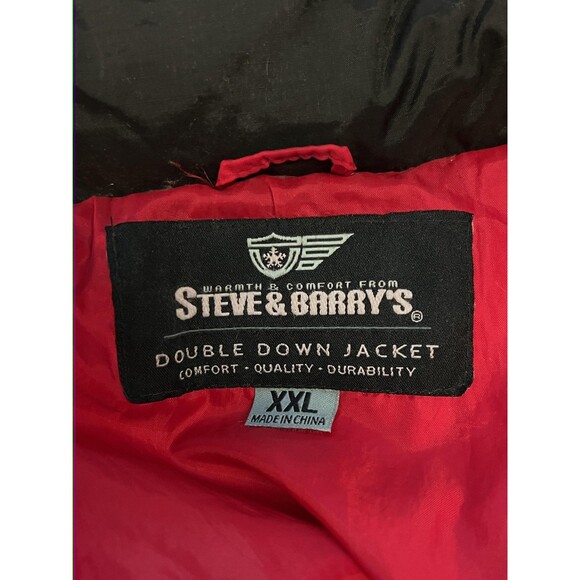 Steve & Barry's Double Down Jacket Mens 2XL Red Black Puffer Hooded Winter Coat - Picture 14 of 16